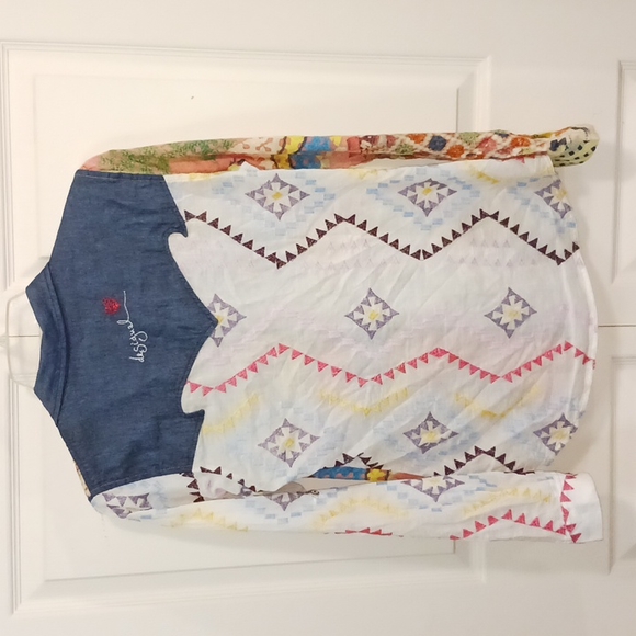 Desigual embroidered southwestern print denim button down - S - Picture 6 of 8